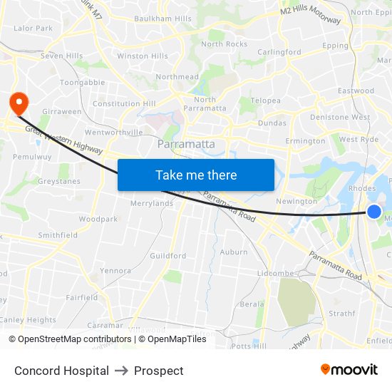 Concord Hospital to Prospect map