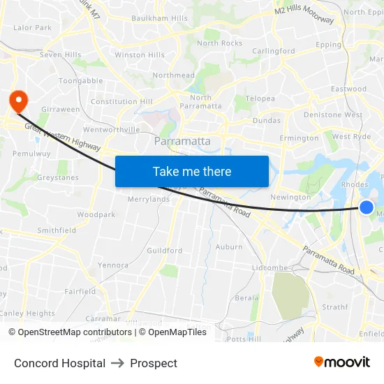Concord Hospital to Prospect map