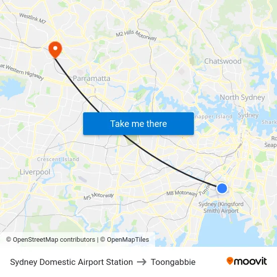 Sydney Domestic Airport Station to Toongabbie map