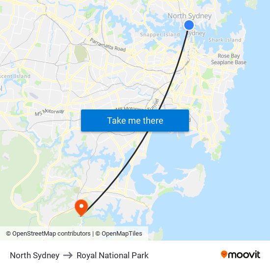 North Sydney to Royal National Park map