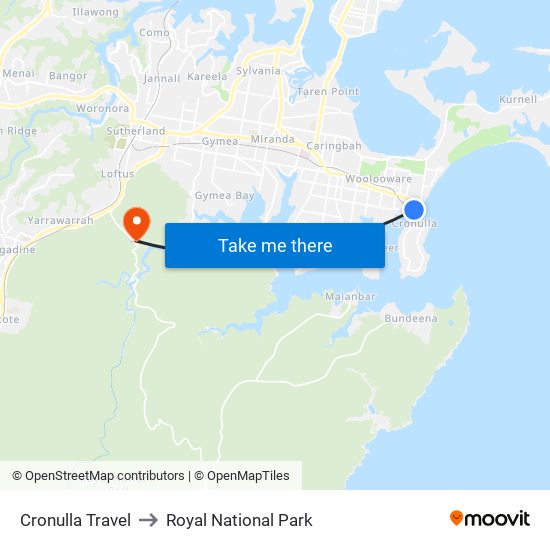 Cronulla Travel to Royal National Park map