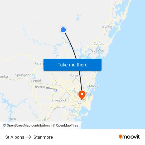 St. Albans to Stanmore map