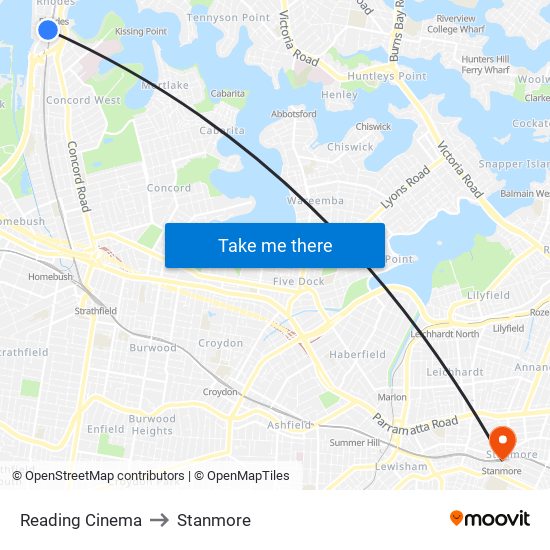 Reading Cinema to Stanmore map