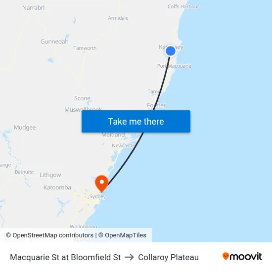 Macquarie St at Bloomfield St to Collaroy Plateau map
