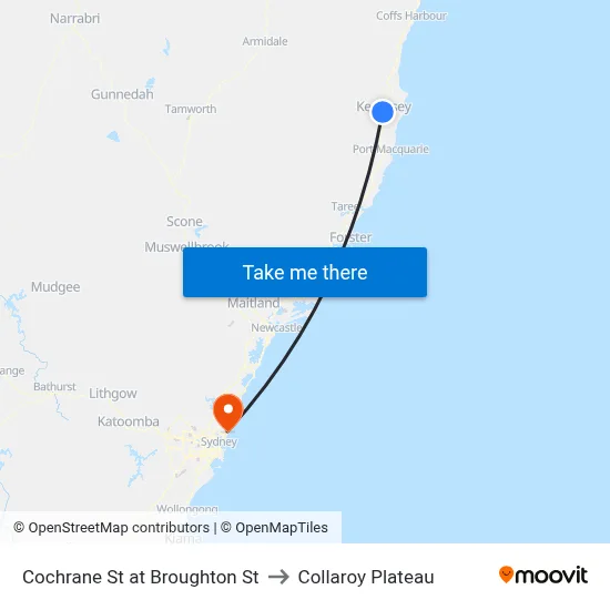 Cochrane St at Broughton St to Collaroy Plateau map