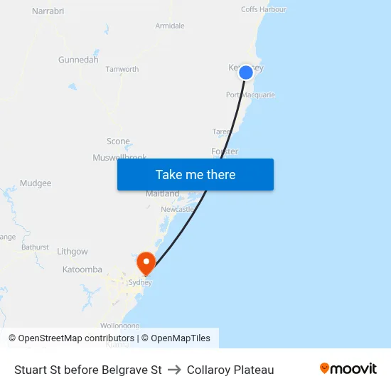 Stuart St before Belgrave St to Collaroy Plateau map