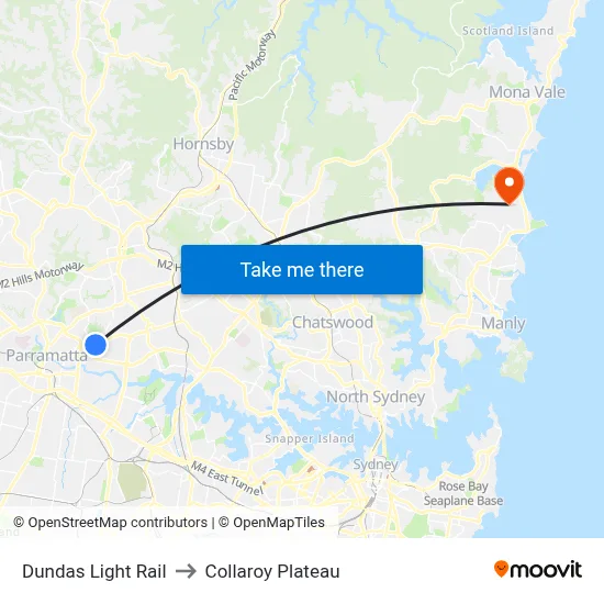 Dundas Light Rail to Collaroy Plateau map