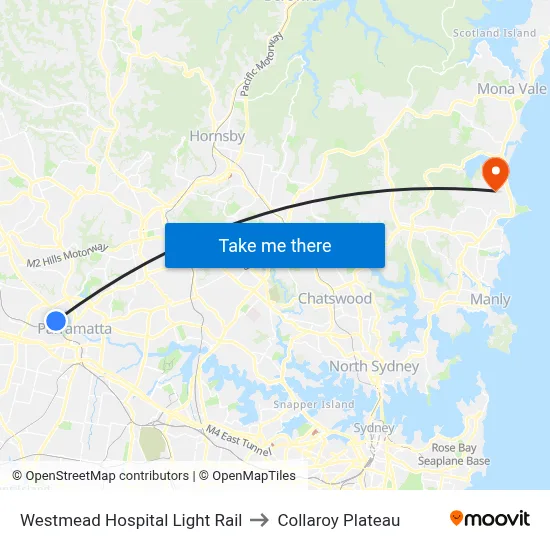 Westmead Hospital Light Rail to Collaroy Plateau map