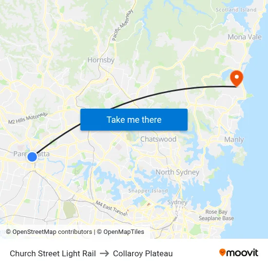Church Street Light Rail to Collaroy Plateau map