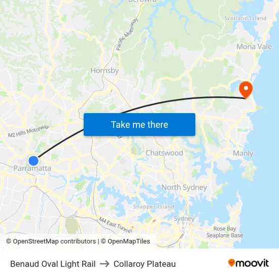 Benaud Oval Light Rail to Collaroy Plateau map