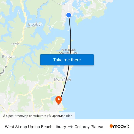 West St opp Umina Beach Library to Collaroy Plateau map