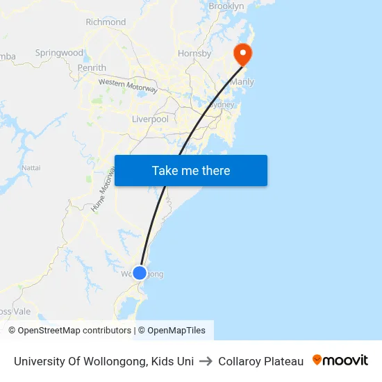 University Of Wollongong, Kids Uni to Collaroy Plateau map