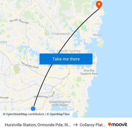 Hurstville Station, Ormonde Pde, Stand H to Collaroy Plateau map