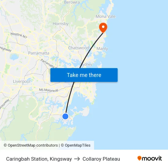 Caringbah Station, Kingsway to Collaroy Plateau map