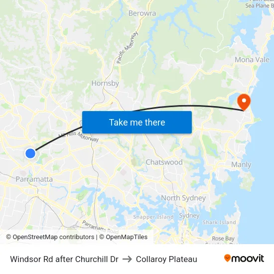 Windsor Rd after Churchill Dr to Collaroy Plateau map