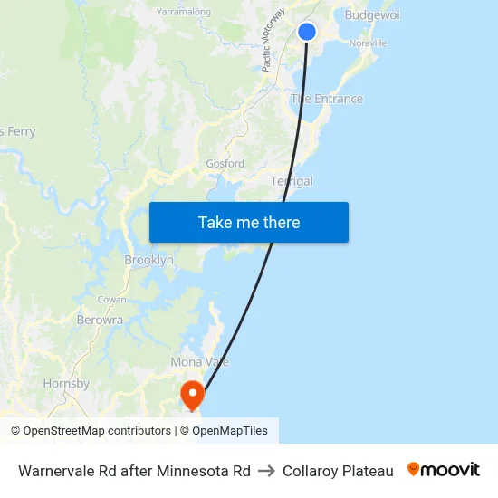 Warnervale Rd after Minnesota Rd to Collaroy Plateau map