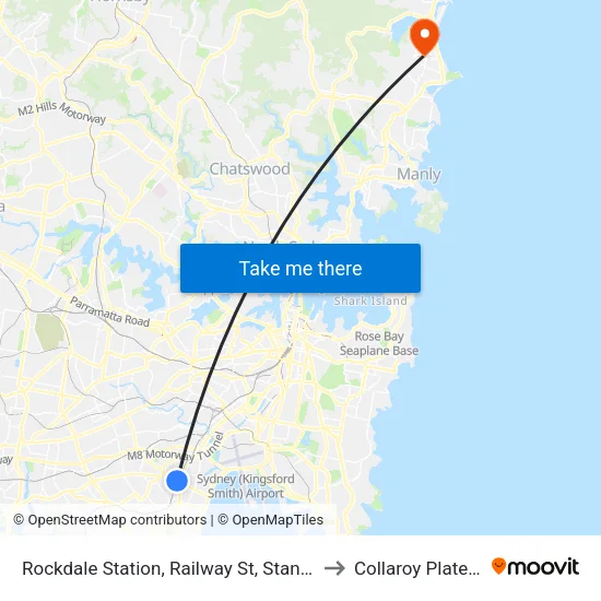 Rockdale Station, Railway St, Stand G to Collaroy Plateau map