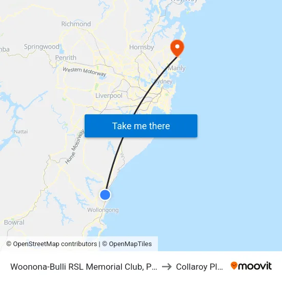 Woonona-Bulli RSL Memorial Club, Princes Hwy to Collaroy Plateau map