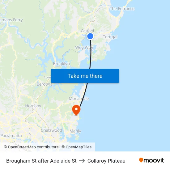 Brougham St after Adelaide St to Collaroy Plateau map
