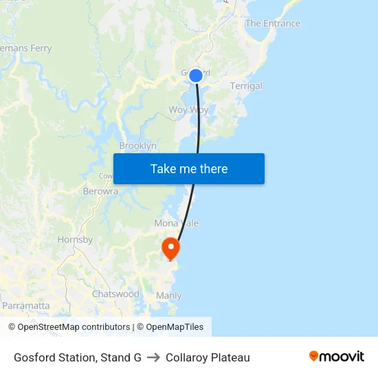 Gosford Station, Stand G to Collaroy Plateau map