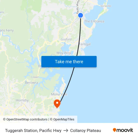 Tuggerah Station, Pacific Hwy to Collaroy Plateau map