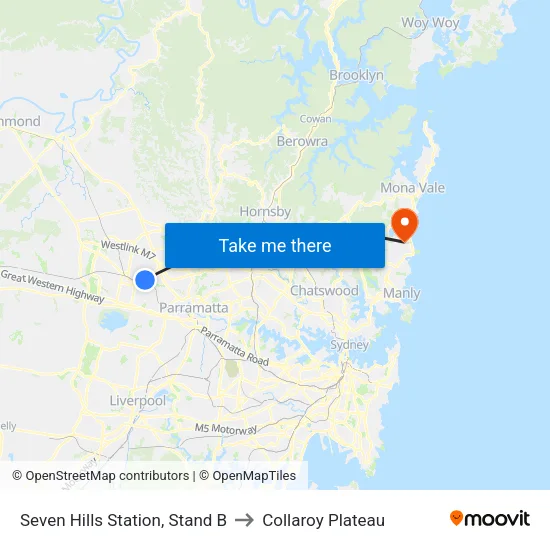 Seven Hills Station, Stand B to Collaroy Plateau map