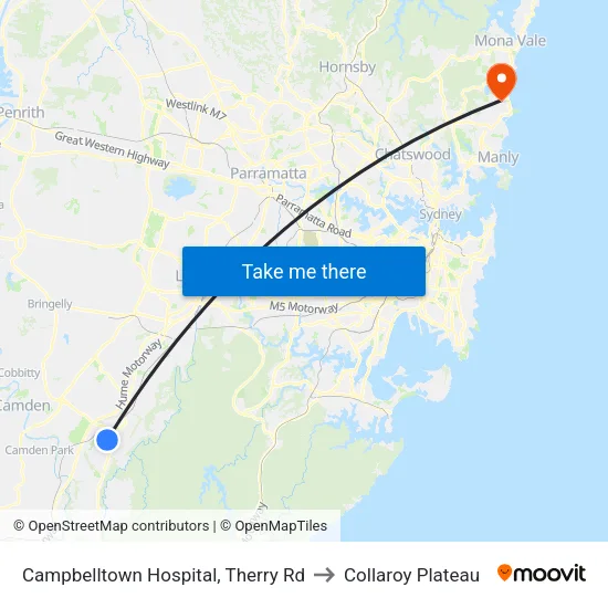 Campbelltown Hospital, Therry Rd to Collaroy Plateau map