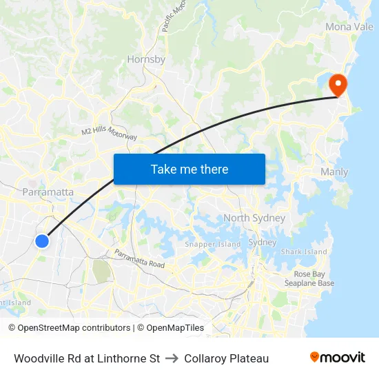 Woodville Rd at Linthorne St to Collaroy Plateau map