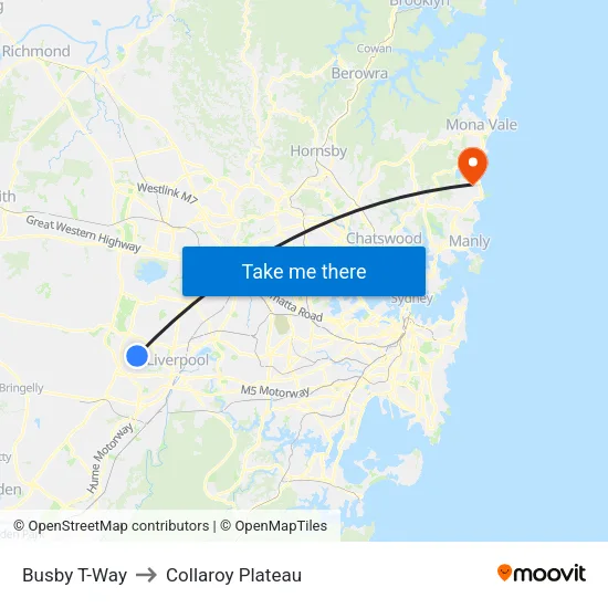 Busby T-Way to Collaroy Plateau map