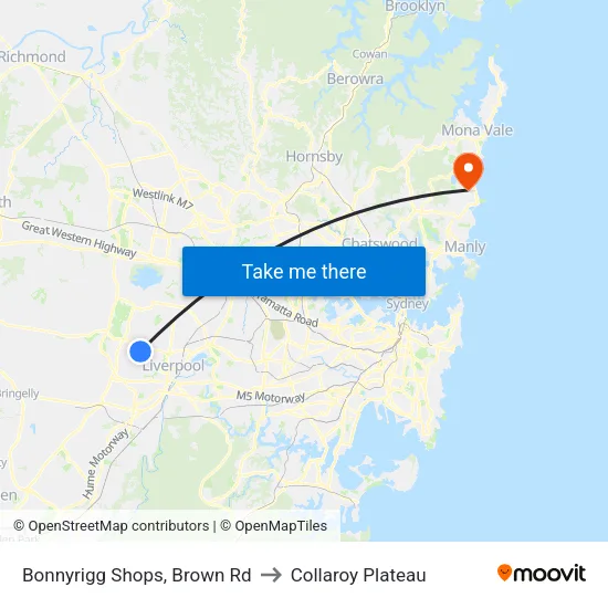 Bonnyrigg Shops, Brown Rd to Collaroy Plateau map