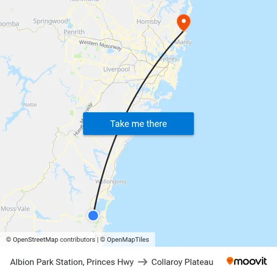 Albion Park Station, Princes Hwy to Collaroy Plateau map