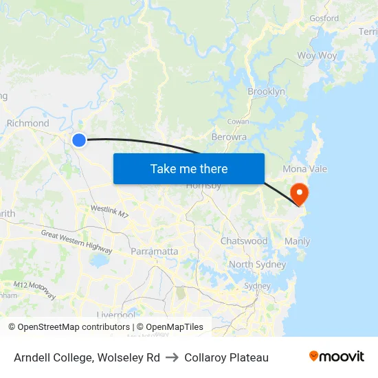 Arndell College, Wolseley Rd to Collaroy Plateau map