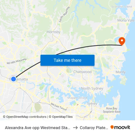 Alexandra Ave opp Westmead Station to Collaroy Plateau map