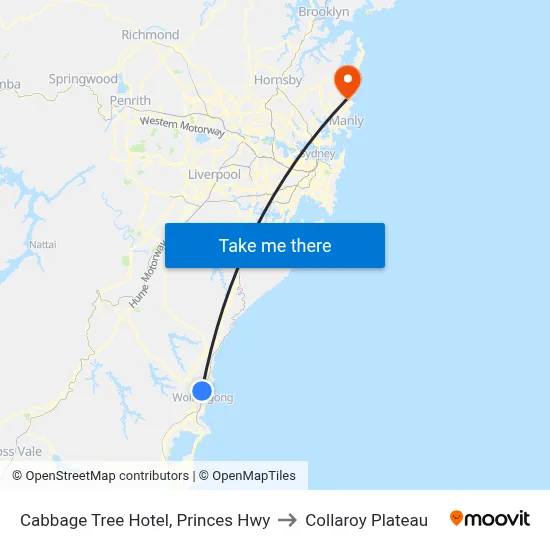 Cabbage Tree Hotel, Princes Hwy to Collaroy Plateau map