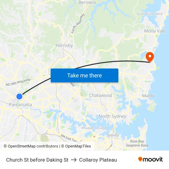 Church St before Daking St to Collaroy Plateau map