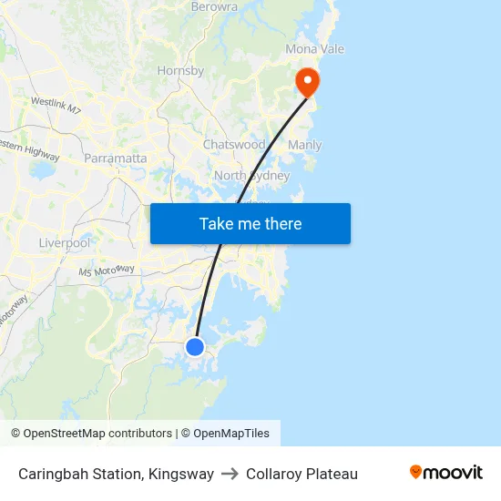 Caringbah Station, Kingsway to Collaroy Plateau map