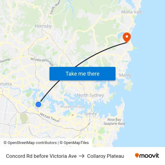 Concord Rd before Victoria Ave to Collaroy Plateau map