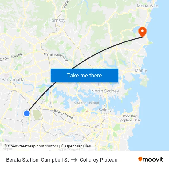 Berala Station, Campbell St to Collaroy Plateau map