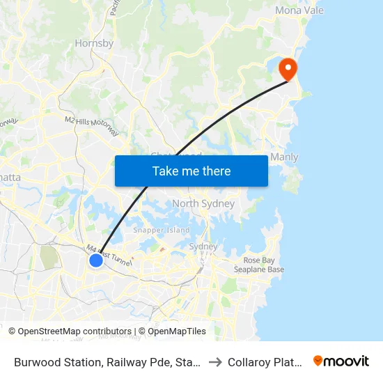 Burwood Station, Railway Pde, Stand C to Collaroy Plateau map