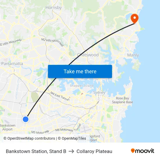 Bankstown Station, Stand B to Collaroy Plateau map