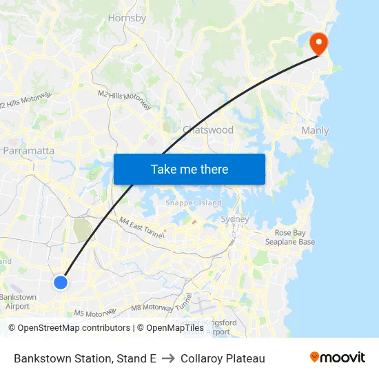 Bankstown Station, Stand E to Collaroy Plateau map