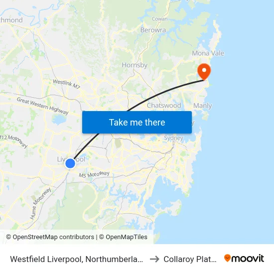 Westfield Liverpool, Northumberland St to Collaroy Plateau map