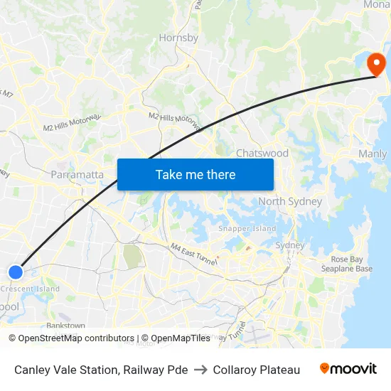 Canley Vale Station, Railway Pde to Collaroy Plateau map