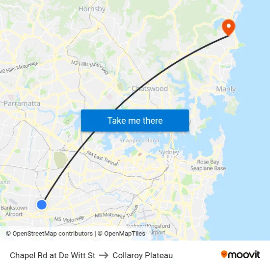 Chapel Rd at De Witt St to Collaroy Plateau map