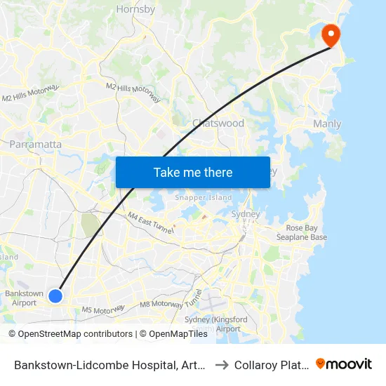 Bankstown-Lidcombe Hospital, Artegall St to Collaroy Plateau map
