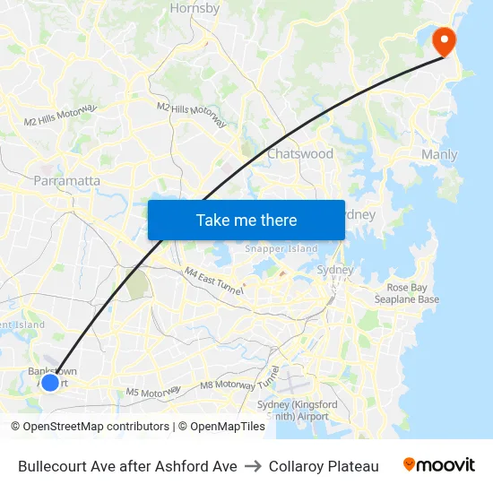 Bullecourt Ave after Ashford Ave to Collaroy Plateau map