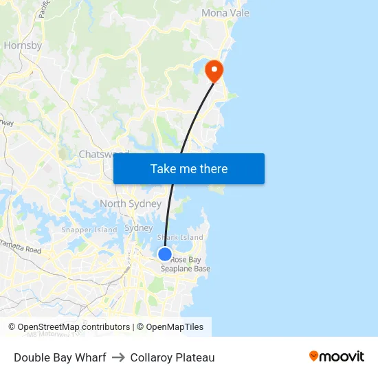 Double Bay Wharf to Collaroy Plateau map
