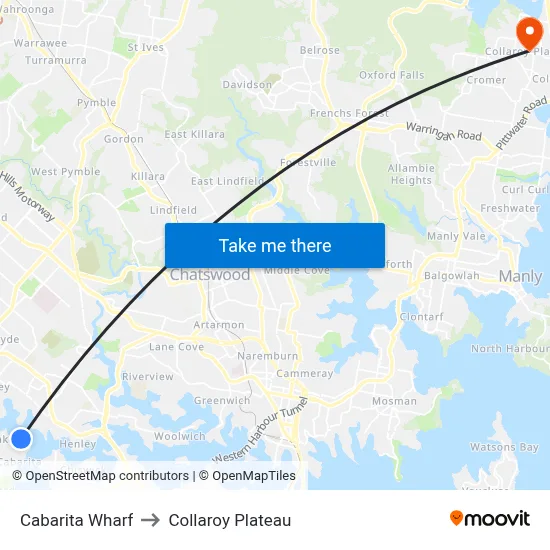 Cabarita Wharf to Collaroy Plateau map
