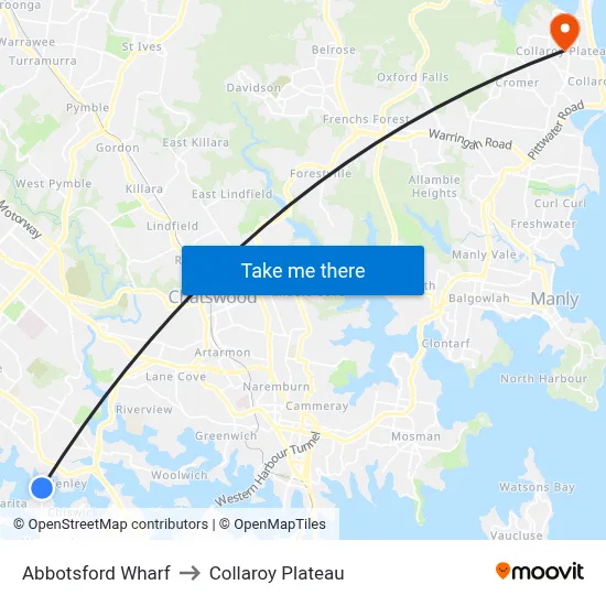 Abbotsford Wharf to Collaroy Plateau map