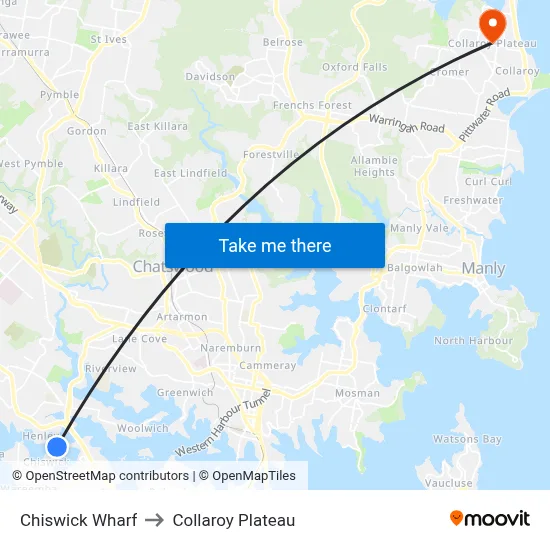 Chiswick Wharf to Collaroy Plateau map